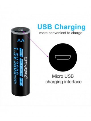 Priedai ir dalys-Baterijos-100% talpos 1,5 V AA ličio jonų baterija 3000 mWh USB AA įkraunama
