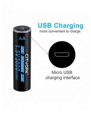 Priedai ir dalys-Baterijos-100% talpos 1,5 V AA ličio jonų baterija 3000 mWh USB AA įkraunama