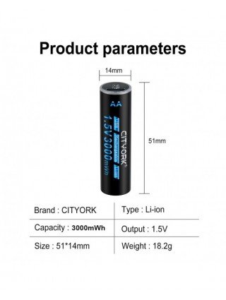 Priedai ir dalys-Baterijos-100% talpos 1,5 V AA ličio jonų baterija 3000 mWh USB AA įkraunama