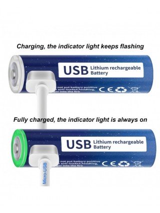 Priedai ir dalys-Baterijos-1.5V AAA 1110mWh USB įkraunama ličio jonų AAA baterija 1.5V ličio