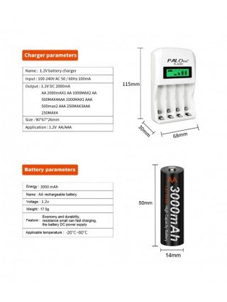 Priedai ir dalys-Baterijos-4-16 vnt. AA 1,2 V NIMH AA įkraunamų baterijų 3000 mAh mažo