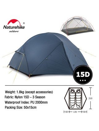 Kita sporto įranga-Stovyklavietės ir žygiai pėsčiomis-„Naturehike Mongar“ palapinė 2 asmenims