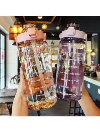 Virtuvė-Gėrimai-2000ml didelės talpos plastikinis šiaudelis vandens puodelis Sporto vandens