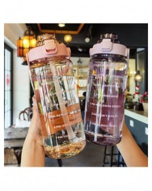 Virtuvė-Gėrimai-2000ml didelės talpos plastikinis šiaudelis vandens puodelis Sporto vandens