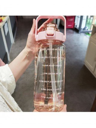 Virtuvė-Gėrimai-2000ml didelės talpos plastikinis šiaudelis vandens puodelis Sporto vandens