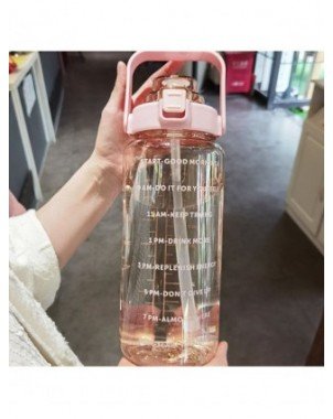 Virtuvė-Gėrimai-2000ml didelės talpos plastikinis šiaudelis vandens puodelis Sporto vandens