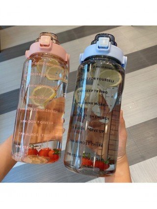 Virtuvė-Gėrimai-2000ml didelės talpos plastikinis šiaudelis vandens puodelis Sporto vandens