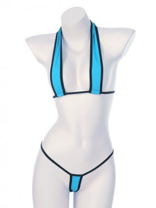 Sexy Mini Bikini Halter Blue Patchwork Metal Chain Thong Swimsuit Luxury  Constrast Push up Bathing Suit Micro Swimwear - China Bikini and Chain  Bikini Set price