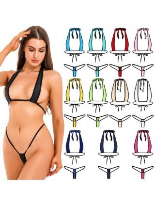 Maudymosi kostiumėliai-Seksualūs ir paplūdimio-Moterų mikro Bikini rinkinys apatinis trikotažas