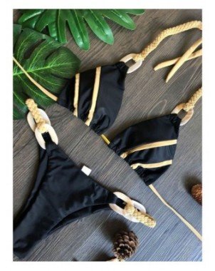 Swimwear-Cover-Ups-Black Bandeau Bikini Set Swimwear Women Push