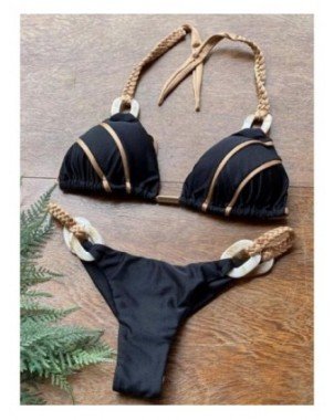 Swimwear-Cover-Ups-Black Bandeau Bikini Set Swimwear Women Push