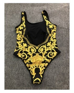 Swimwear-Cover-Ups-Gold Print floral Girl Swimsuit Sexy Bikinis