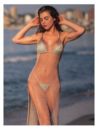 Women's Fashion-Dresses-Sexy Sheer Net Mesh Knitted Glitter