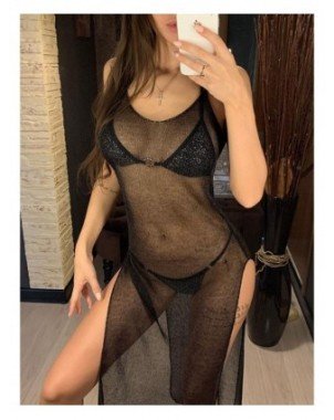 Women's Fashion-Dresses-Sexy Sheer Net Mesh Knitted Glitter