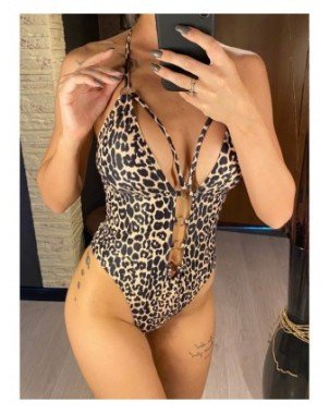 Maudymosi kostiumėliai-Seksualūs ir paplūdimio-Leopardo metalo žiedai apynasris iškirpti