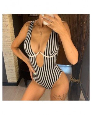 Maudymosi kostiumėliai-Seksualūs ir paplūdimio-S - XL V formos dryžuotas moterų maudymosi