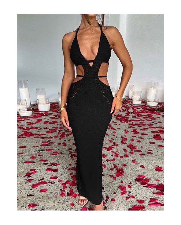 Women's Fashion-Dresses-Sexy V Neck Halter Cut Out Crochet Women's Fashion-Dresses-Sexy V Neck Halter Cut Out Crochet