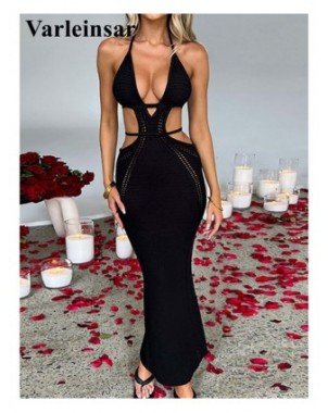 Women's Fashion-Dresses-Sexy V Neck Halter Cut Out Crochet