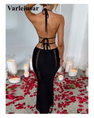 Women's Fashion-Dresses-Sexy V Neck Halter Cut Out Crochet