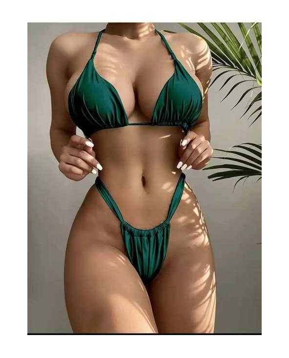 Swimwear-Cover-Ups-Pleasted Bikinis Colaless Swimsuit Triangle