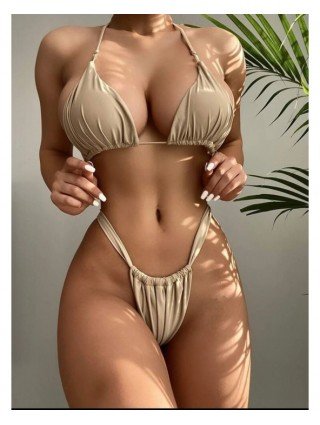 Swimwear-Cover-Ups-Pleasted Bikinis Colaless Swimsuit Triangle