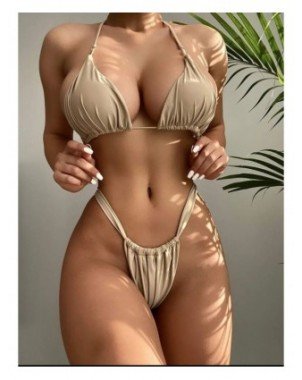 Swimwear-Cover-Ups-Pleasted Bikinis Colaless Swimsuit Triangle