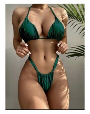 Swimwear-Cover-Ups-Pleasted Bikinis Colaless Swimsuit Triangle
