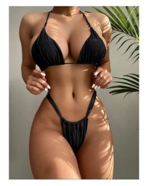 Swimwear-Cover-Ups-Pleasted Bikinis Colaless Swimsuit Triangle