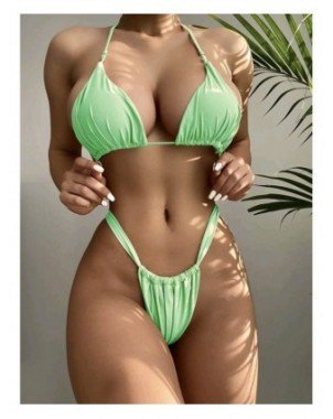 Swimwear-Cover-Ups-Pleasted Bikinis Colaless Swimsuit Triangle