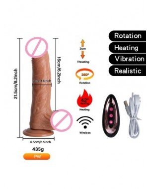Vibratoriai, dildos-Realistiški dildo-Šildymas Realistinis stūmimo dildo vibratorius moteriai