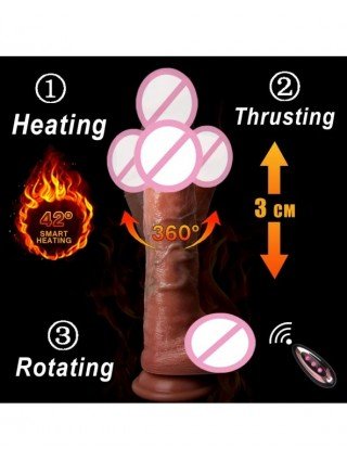 Vibratoriai, dildos-Realistiški dildo-Šildymas Realistinis stūmimo dildo vibratorius moteriai