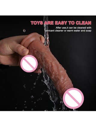 Vibratoriai, dildos-Realistiški dildo-Šildymas Realistinis stūmimo dildo vibratorius moteriai