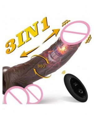 Prekės suaugusiems 18+-Vibratoriai, dildos-3in1 juodas dildo vibratoriai moterims Šildymas