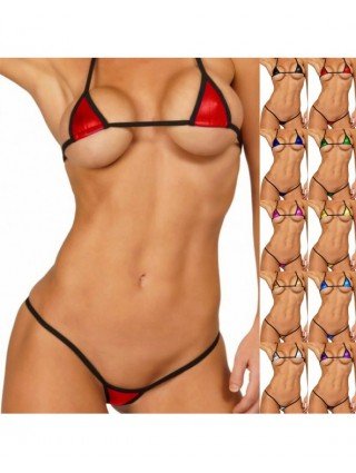 Maudymosi kostiumėliai-Bikinio rinkiniai-Seksualūs moterų maži stringai liemenėlė maudymosi