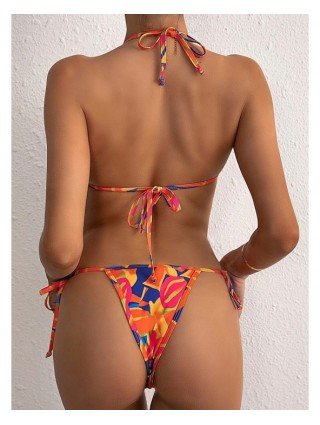 Swimwear-Bikini Sets-Sexy Halter Hollow Out Mini Bikini Set