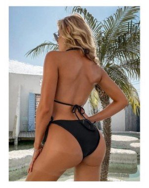Swimwear-Bikini Sets-Sexy Halter Hollow Out Mini Bikini Set