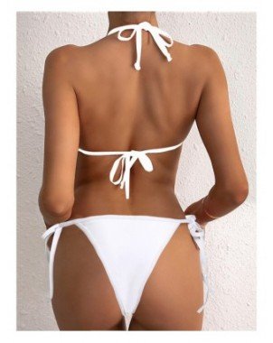 Swimwear-Bikini Sets-Sexy Halter Hollow Out Mini Bikini Set