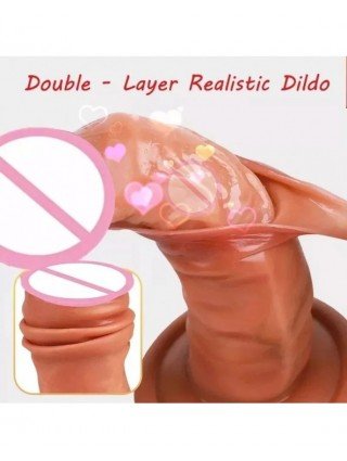 Prekės suaugusiems 18+-Vibratoriai, dildos-Dvigubo sluoksnio minkštas realistinis penis Didelis