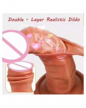 Prekės suaugusiems 18+-Vibratoriai, dildos-Dvigubo sluoksnio minkštas realistinis penis Didelis