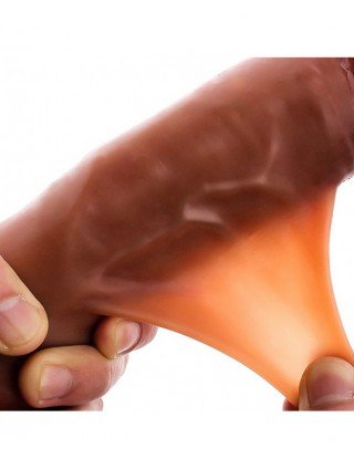 Prekės suaugusiems 18+-Vibratoriai, dildos-Dvigubo sluoksnio minkštas realistinis penis Didelis