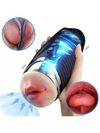 Prekės suaugusiems 18+-Masturbaciniai, Pompos-2 in 1 vyrų masturbacijos puodelis Dviejų kanalų