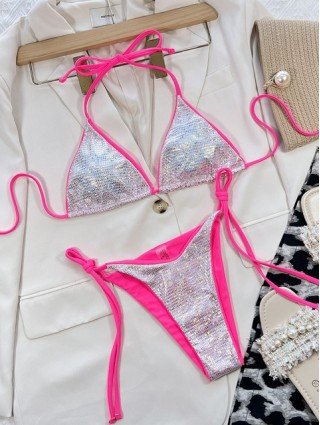 Swimwear-Bikini Sets-Sexy Bikinis 2023 New Summer Shiny Micro