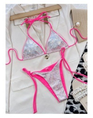 Swimwear-Bikini Sets-Sexy Bikinis 2023 New Summer Shiny Micro