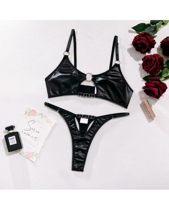 Sexy clothes-Sexy Underwear-Ellolace Leather Lingerie Set Women