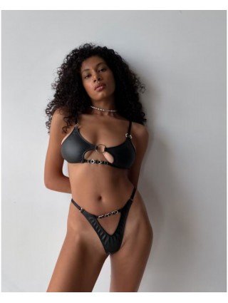 Sexy clothes-Sexy Underwear-Ellolace Leather Lingerie Set Women
