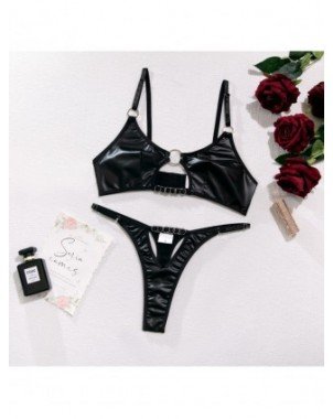 Sexy clothes-Sexy Underwear-Ellolace Leather Lingerie Set Women