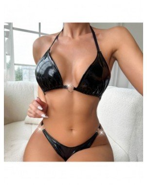 Seksualūs drabužiai-Seksualūs apatiniai-Moterų seksualus apatinis trikotažas rinkinys Wetlook