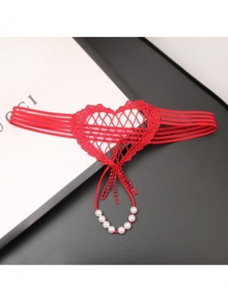 Sexy clothes-Sexy Underwear-Heart-Shaped Pearl Crotch Women