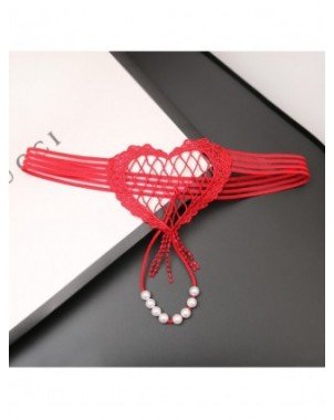 Sexy clothes-Sexy Underwear-Heart-Shaped Pearl Crotch Women