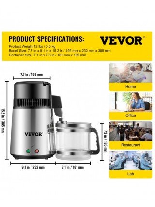 Kitchen-Drinkware-4L Water Distiller Purifier Filter for